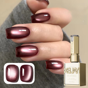 Vernis à ongles XEIJAYI haut de gamme, simple, blanc et violet, à base de perles de verre œil de chat, longue durée, <span class=keywords><strong>manucure</strong></span> française, salon - Product Image 1