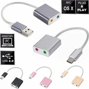 7.1 scheda Audio USB esterna di tipo C da USB-C a Jack 3.5mm adattatore Audio USB di tipo C microfono auricolare per Computer Laptop PC