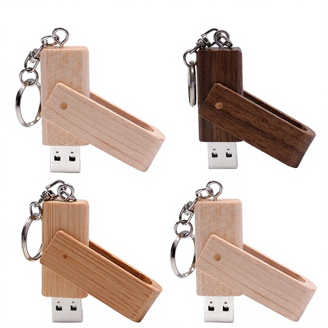 Swivel Bamboo Memory Stick Custom Logo USB 2.0 Flash Drive 128GB/256GB High Speed Eco-Friendly 2-Year Warranty OEM Brand