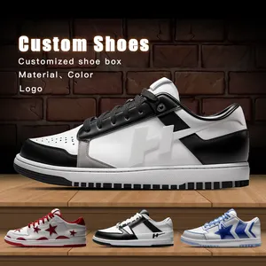 High Quality Customize Sneaker Trainers Sport Breathable Leather High Top Custom Brand Flat Sneakers Black Casual Shoes Men