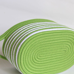 Cestino portaoggetti intrecciato in cotone, materiale in tessuto verde fatto a mano, <span class=keywords><strong>scatola</strong></span> di cestini di frutta <span class=keywords><strong>da</strong></span> <span class=keywords><strong>scrivania</strong></span> di medie dimensioni - Product Image 2