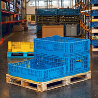 Approvisionnement d'usine Chiffre d'affaires Ventiler Pliant En Plastique Pliable Stockage Empilable Fruits Légumes Panier Caisses