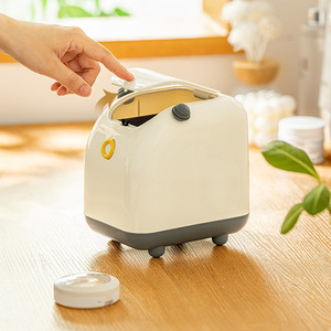 Desktop Trash Can Small Square Flip Lid Indoor Waste Bin For Home Office Desk Bedside Use Elegant White Cotton Powder - Product Image 1