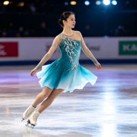Robe de patinage artistique dégradé turquoise avec strass, manches longues en maille, costume de performance pour enfants et adultes, tenue de compétition