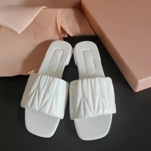 Nouvelles pantoufles de luxe Mius, élégantes et confortables, à bout ouvert, en cuir véritable avec doublure en fourrure, adaptées à tous. - Product Image 6