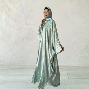 Ramadán Turquía mariposa Kaftan brillo poliéster manga murciélago modesto vestido islámico Hijab conjunto invierno elegante musulmán Abaya - Product Image 1