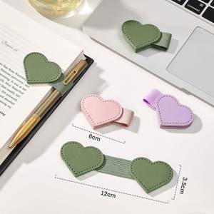 Custom Laser Logo Heart-shaped Multifunctional Magnetic <b>Bookmark</b> Leather love Magnetic <b>Bookmark</b> with Pen Cover - Product Image 4