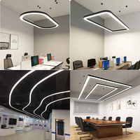 Lustre suspendu circulaire incurvé personnalisé à LED, lumière suspendue, soudage de flexion, alliage d'aluminium pour bureaux, gymnases, magasins, halls