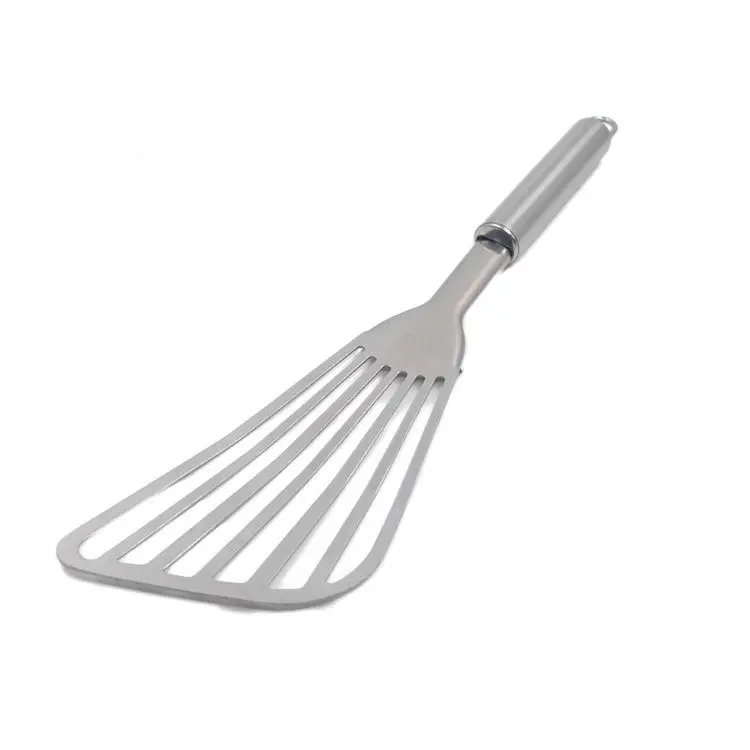 Spatula Ikan Stainless Steel Multifungsi, Perlengkapan Dapur Multifungsi Bahan Stainless Steel Tebal, Spatula Ikan Celah Miring, Sekop Penguras