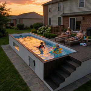 Piscine hors sol de style conteneur avec filtre, pompe et échelle pour jardin extérieur - Product Image 1