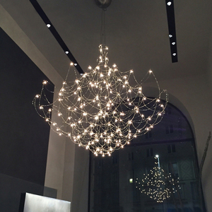 Lámpara de Araña LED Moderna, Creativa y de Lujo, con Diseño de Cielo Estrellado, Red de Alambre de Acero con Flores Grandes y Redondas, para Escaleras y Sala de Estar - Product Image 2