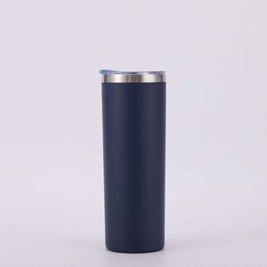 Gobelet droit de 20 oz pour sublimation, blanc, en acier inoxydable, fin, vierge, avec paille métallique et couvercle inclus - Product Image 1