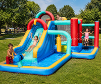 Toboggan aquatique gonflable, château gonflable, parc aquatique pour enfants avec piscine à jets d'eau, canon à eau, mur d'escalade, jouet d'été pour l'extérieur et le jardin