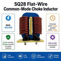 Inducteur de mode commun SQ28 à fil plat traversant, filtre EMI à noyau de ferrite, alimentation personnalisée à faible DCR