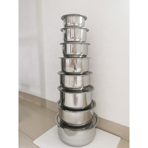 Ensemble de 8 <span class=keywords><strong>casseroles</strong></span> en acier inoxydable pour cuisines à induction, cuisines indiennes, avec couvercles - Product Image 6