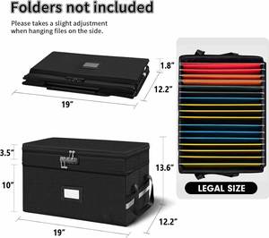 Portable Office <b>Collapsible</b> 2-Layer File <b>Box</b> Organizer Reflective Strip Document <b>Storage</b> with Fireproof Lock - Product Image 4