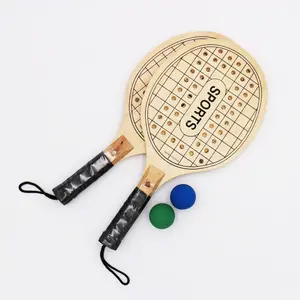 Wooden Beach Racket Paddle Racket Cricket Bat 2 Paddle 2 Ball