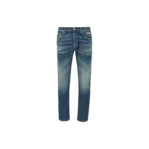 Gran calidad diseñador Dondup Mius Blue Denim Jeans con cinturones 5 bolsillos Jeans de algodón para hombre - Product Image 1