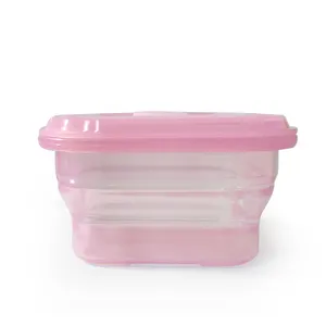 400ML Silicone Collapsible Food Storage Containers With Airtight Lid Kitchen Stacking Silicone Collapsible Meal Prep Container