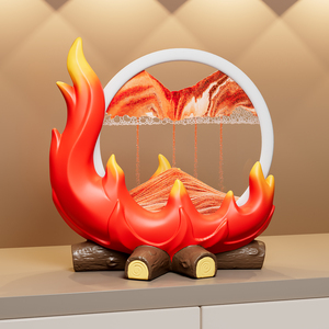 Ornement créatif en sable effet feu de bois, décoration artistique flamboyante pour salon, meuble TV, cadeau de pendaison de crémaillère - Product Image 2
