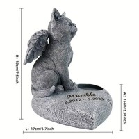 Patung Kucing Malaikat Hati dari Resin Poliester, Buatan Tangan, Dilukis Tangan, untuk Kenangan Hewan Peliharaan, Dekorasi Taman Bergaya Nautikal