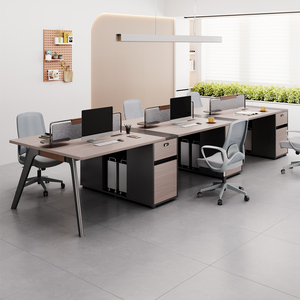 Poste de travail de bureau moderne haut de gamme OEM, organisateur de dossiers en bois, table de bureau modulaire extensible 2 places - Product Image 5