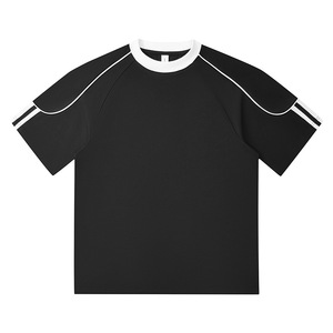 T-shirt sportiva da uomo in cotone 240g, stile americano, a blocchi <span class=keywords><strong>di</strong></span> colore, vestibilità ampia, maniche raglan, personalizzabile, oversize, pesante - Product Image 1