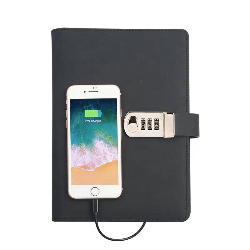 Luxus-Notebook Tagebuch A5 Planer Notebook Drahtloses Laden Business Power Bank Notepad