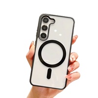 Coques de téléphone portable magnétiques en acrylique électroplaqué coloré transparent effet peau, avec design Macaron, pour S25 et S23 Ultra
