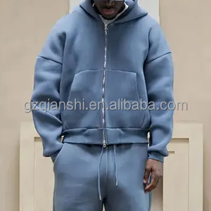 Sudaderas con capucha lisas de alta calidad para fabricantes, sudaderas con capucha con cremallera extragrandes y de gran gramaje, de algodón de 600-500 g/m², estilo holgado - Product Image 1