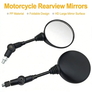 Rétroviseur universel pliable rond pour moto, scooter, vélo électrique, VTT, UTV, moto tout-terrain, rétroviseur convexe HD réglable - Product Image 2