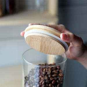 Pot en verre à cylindre de stockage des aliments, bocaux à épices en verre borosilicate transparent avec couvercle en bambou, offre spéciale - Product Image 6