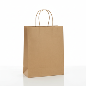 Restaurant Cafe Custom Logo Printed Brown Recycled Kraft Paper <strong>Bag</strong> With Handle Take Out Grocery Food Packaging - Product Image 1