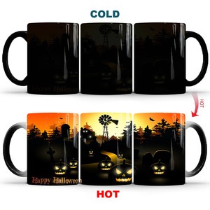 Logotipo personalizado Calabaza Calaveras Linternas <span class=keywords><strong>Tazas</strong></span> de cerámica Caliente Sensible Cambio de color Taza mágica Sublimación <span class=keywords><strong>para</strong></span> el Día de Todos los Santos - Product Image 4