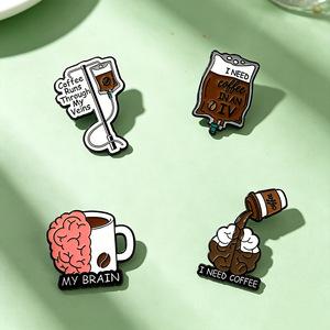 Pins de Esmalte Divertidos de Café, Broche Criativo de Café e Cérebro, Distintivo de Lapela, Joia para Mochilas e Roupas, Presente - Product Image 5
