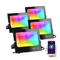 Lampu sorot led rumah aluminium ip66 RGB + CCT, lampu led kendali aplikasi wifi 60w dapat diganti, lampu banjir