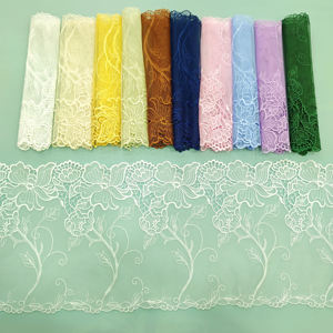 Nuevo Encaje Elástico con Adornos, Encaje Bordado con Diseños Florales, Encaje de Tela <span class=keywords><strong>Rosa</strong></span> para Decoración de Vestidos de Noche - Product Image 1