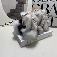 Sac à main décontracté en peluche douillette automne/hiver, pochette élégante en vraie fourrure de renard avec fermeture métallique et bandoulière unique