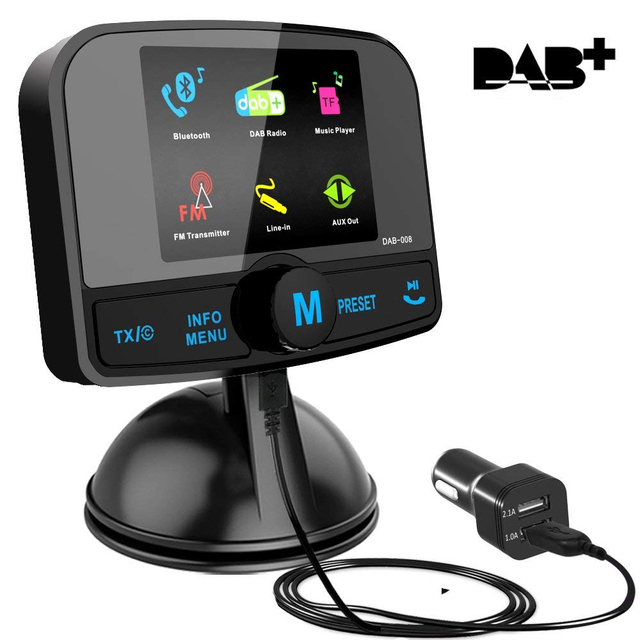 Color Display RDS Preset 60 Favorite Stations Handsfree Call Kits FM Transmitter DAB Digital Radio Receiver in Car DAB+ Adapter