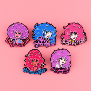 80er Jahre JEM Sänger Rock Girl Art Brosche Emaille Pins Kreative Retro Metall dekorative Revers Abzeichen Modeschmuck Souvenir Geschenke - Product Image 1