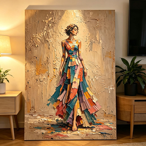 ภาพวาดสีน้ำมันแนวภาพเหมือนหญิงสาวแบบนามธรรมสมัยใหม่ วาดด้วยมือ งานศิลปะเนื้อสัมผัสหนาแน่น สำหรับตกแต่งบ้าน - Product Image 2