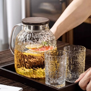 Juego de jarras gruesas de vidrio de lujo, juego de teteras resistentes <span class=keywords><strong>al</strong></span> calor con textura de árbol, tazas de té, juego de tetera con tapas de bandeja - Product Image 2