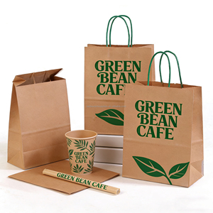 Sacs d'emballage à emporter en papier kraft brun pour café, écologiques, avec logo personnalisé imprimé pour restaurants - Product Image 2