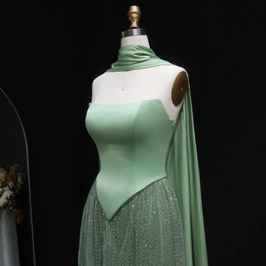 ชุดราตรีประดับลูกปัดสีเขียวหรูหรา Lsz639 jancember ชุดราตรีผ้าซาตินอาหรับสำหรับงานปาร์ตี้ชุดพรหมสำหรับผู้หญิง - Product Image 5