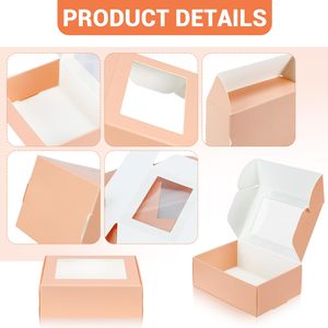Cajas de papel Kraft de cartón de regalo de joyería biodegradables personalizadas con ventana de plástico transparente - Product Image 4