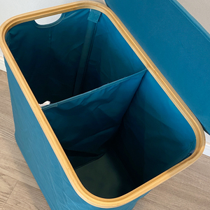 Cesto per Biancheria Sporca Pieghevole 2025 Aggiornato, in Tessuto Oxford Impermeabile + Bambù, Grande Capacità (Con Coperchio) - Product Image 3