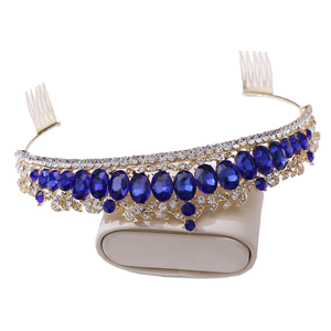 Conjunto de Corona y Banda de <span class=keywords><strong>Reina</strong></span> de Cumpleaños Ford Crown <span class=keywords><strong>Victoria</strong></span>, con Cristales Dorados y Pedrería, Joyería Vintage Elegante para Fiesta de Graduación, Regalo - Product Image 1