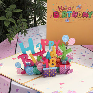 Biglietto d'<span class=keywords><strong>Auguri</strong></span> 3D Pop-up Inciso al Laser, Colorato, per Natale, Capodanno e <span class=keywords><strong>Compleanno</strong></span>, Personalizzabile con Logo e Colori, Best Seller - Product Image 1