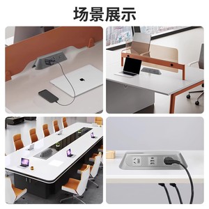 Prise de bureau encastrée double face avec 4 prises AC, 2 ports USB A et 2 ports Type C, multiprise intégrée pour bureau - Product Image 5