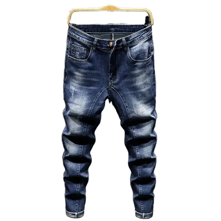 OEM-pantalones vaqueros largos para hombre, Jeans de mezclilla a la moda, de alta calidad, ajustados, de lavado, a granel, venta al por mayor